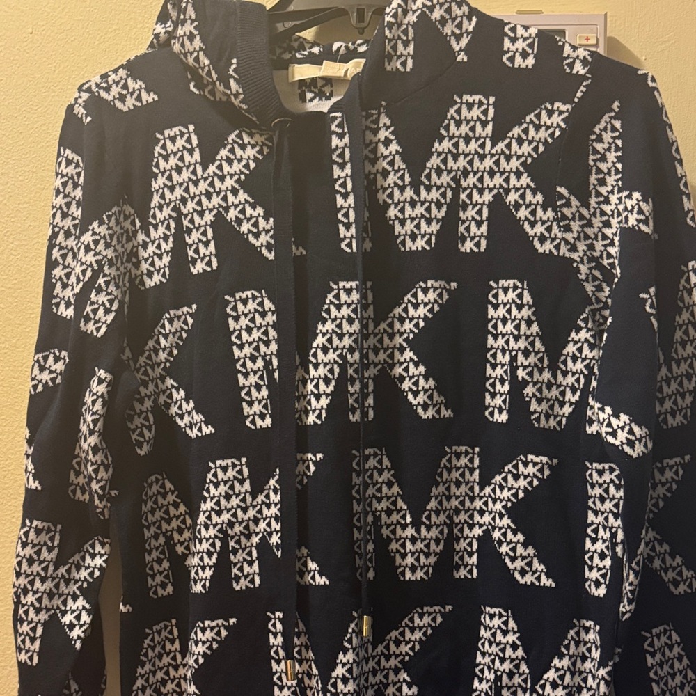 Michael Kors Navy and White Patterned Hoodie